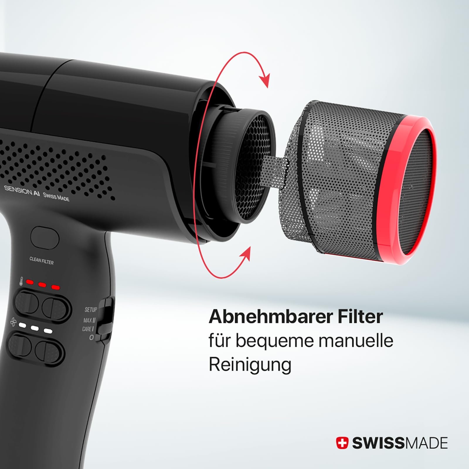 Valera Sension AI, Profi-Haartrockner, 2000W | Schwarz,Föhn mit High-Speed Digitalmotor,18 Temperatur- und Luftstromstufen, Ionisator, Leichtes Design, Swiss Made