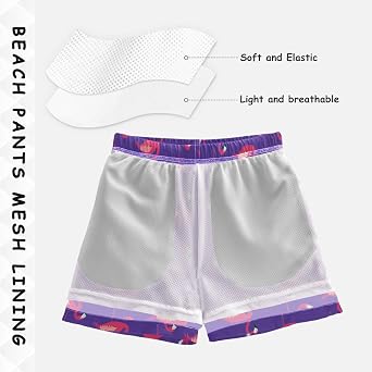 DOMIKING Toddler Boys' Swim Trunks Mesh Lining Swim Shorts for Boys Kids Adjustable Waist