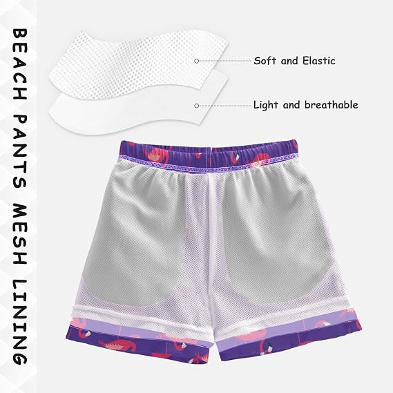 DOMIKING Toddler Boys' Swim Trunks Mesh Lining Swim Shorts for Boys Kids Adjustable Waist
