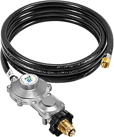 GasSaf Regulador De Propano 10 Pés E 2 Estágios Com Mangueira, Dois Para Rv, Gerador, Fogão Acampamento, Churrasqueira A Gás Aquecedor - Certificado Csa
