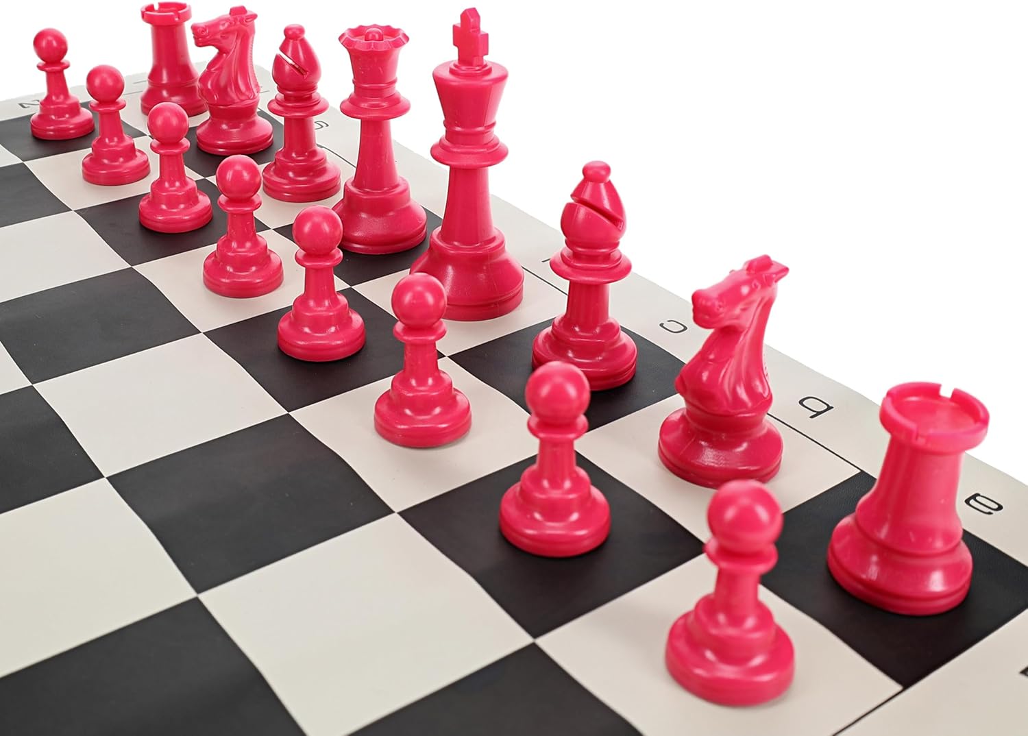 WE Games Color Bright Plastic Staunton Tournament Chess Pieces with 3.75 in. King - Half Chess Set of Chess Pieces Only, Pink