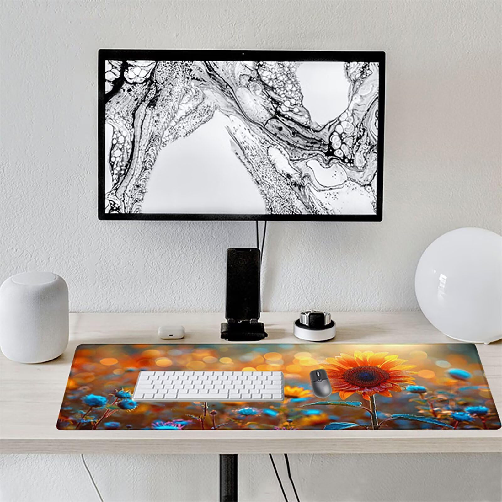 Girasol Alfombrilla Ratón Gaming XXL 1500x800mm, Alfombrilla Gaming Amarillo Mousepad con Base de Goma Antideslizante, Impermeable Desk Mat para Teclado y Raton, Accesorios Gaming, Regalos F-T