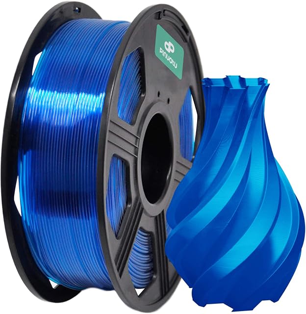 PETG Filament 1.75mm, Pinuotu PETG 3D Printer Filament 1kg Spool, Fit Most FDM Printer (Transparent Blue)