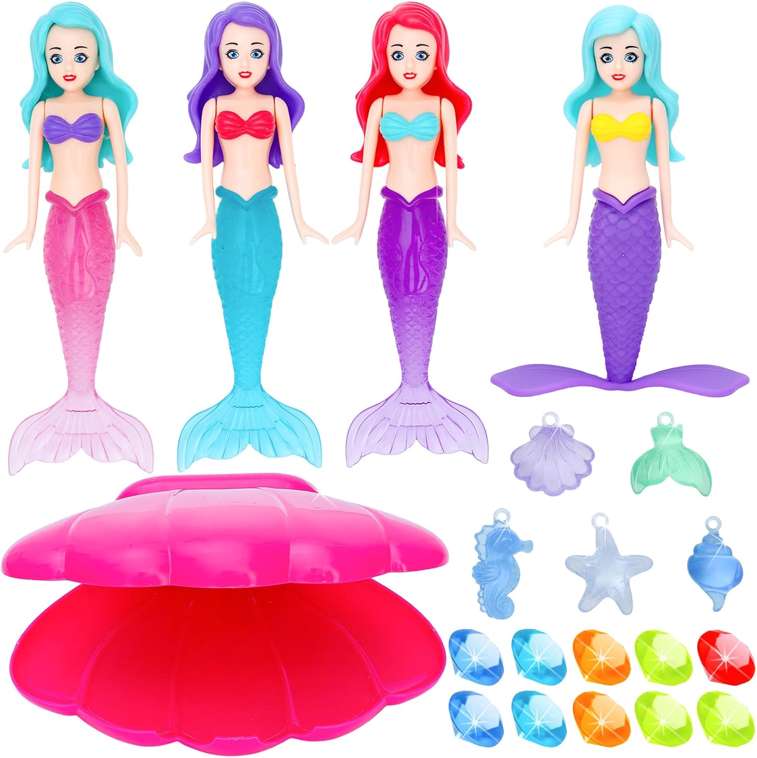 ONEST 8 Pieces Mermaid Dive Toys, Mermaid Bath Toys Dive Mermaids Underwater Diving Pool Toy Swimming Pool Games Colorful Bath Toy Summer Water Figurines Gift