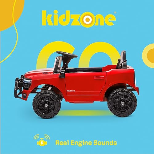 Miniatura 3 de Kidzone Camión de paseo para niños, con licencia RAM 3500 de 12 V, juguete eléctrico con control remoto, luces LED, música Bluetooth y suspensión