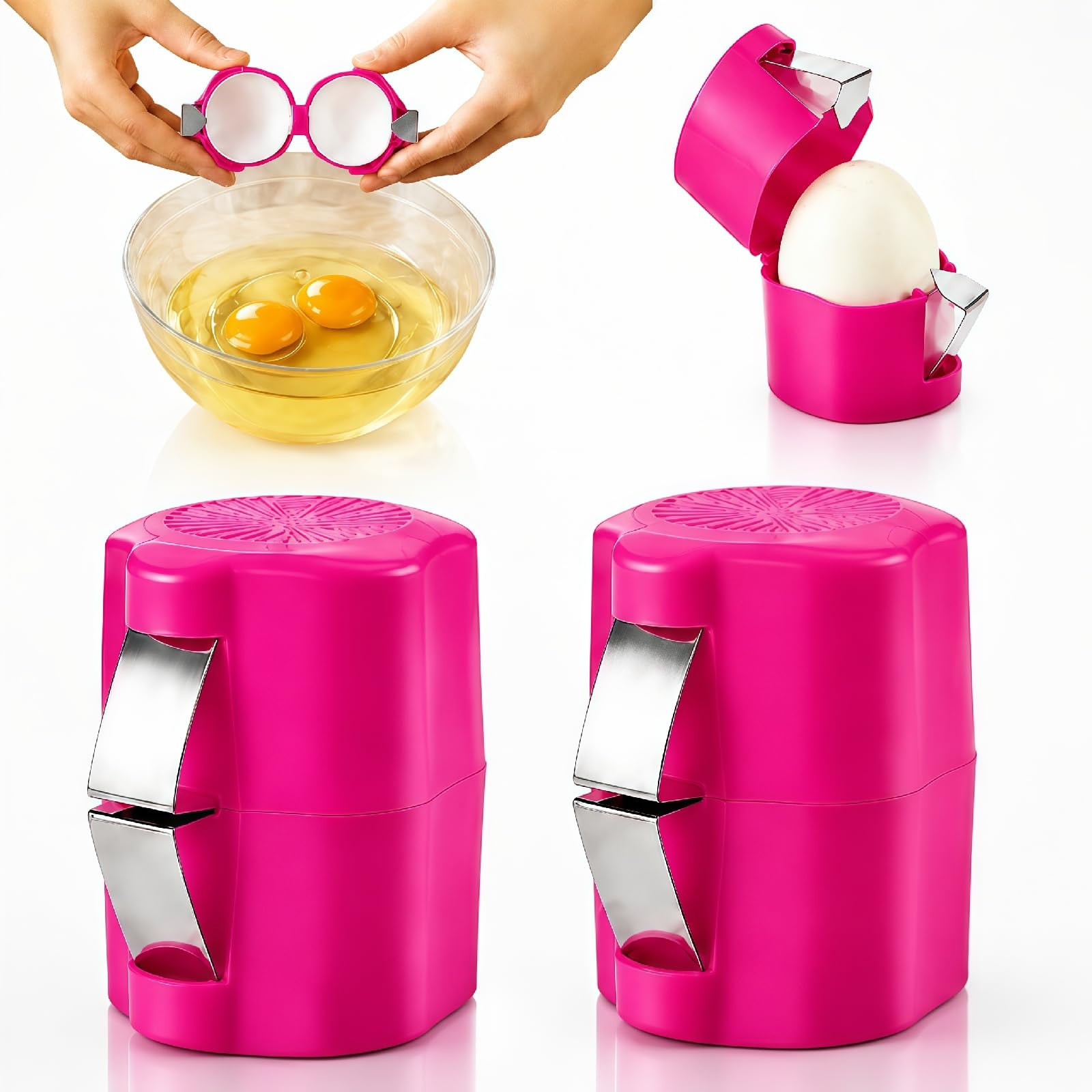 Egg Shell Opener, 2-in-1 for Raw &amp; Boiled Eggs，Pink