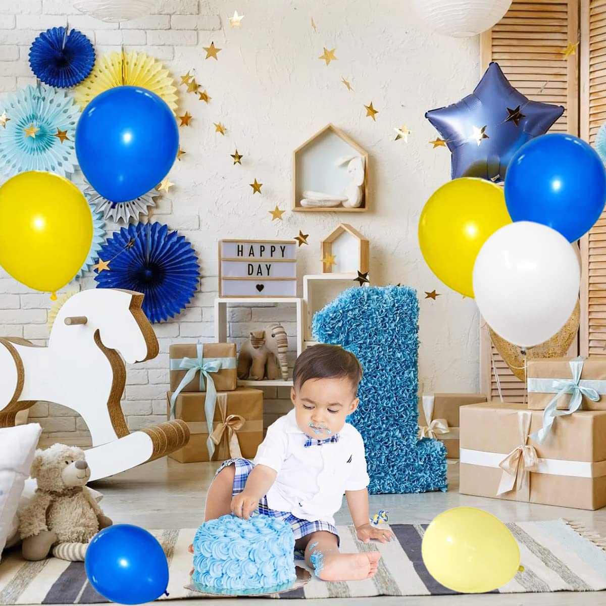 Kit De Arco De Guirnalda De Globos Azules, Globos Azules Plateados Y