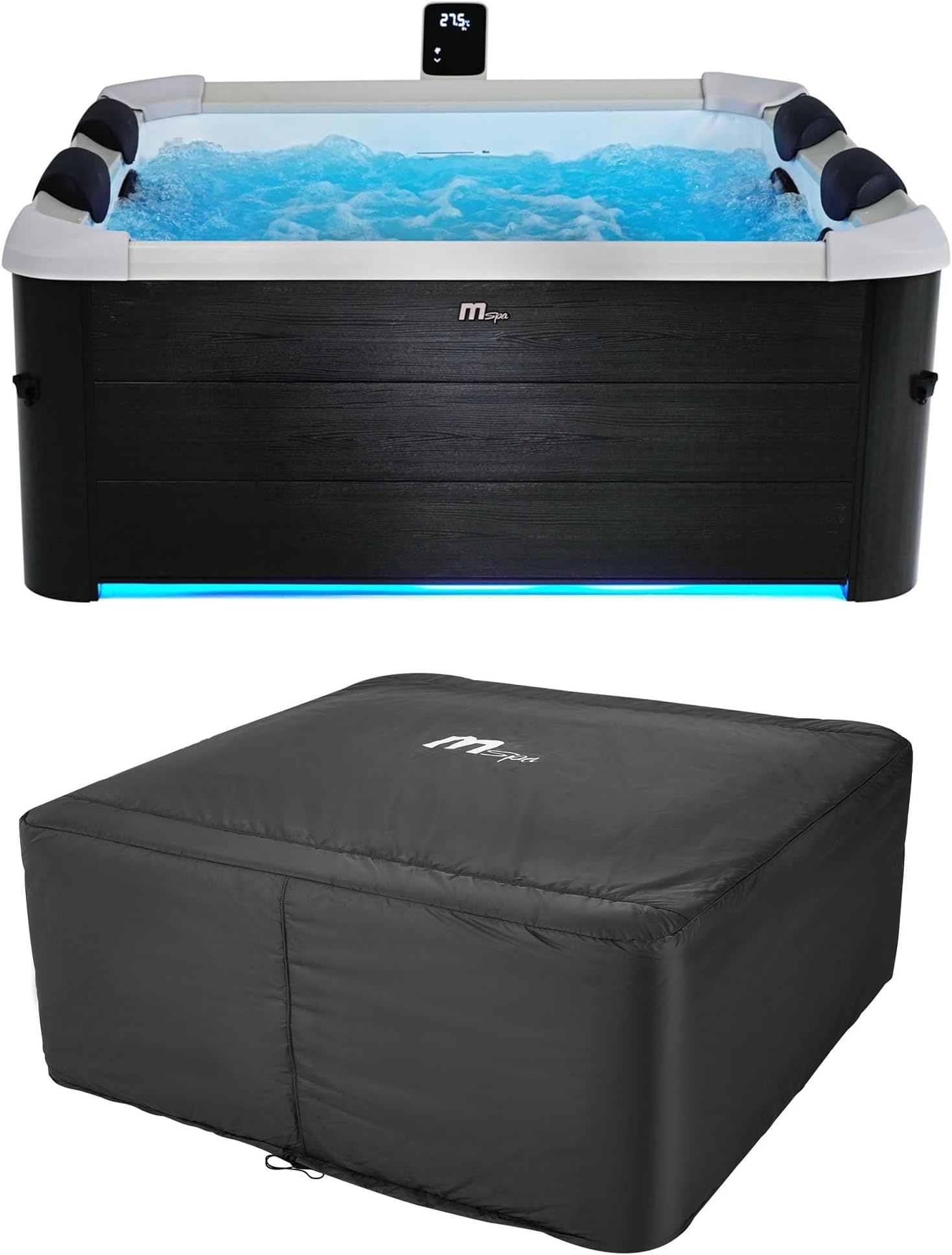 M Spa オスロ 6人用 四角いホットタブ WiFi MSpa アプリコントロール リラックス マッサージ ジェット プラス スパ OLED タッチスクリーンコントロールと安全なサーマルカバー付き