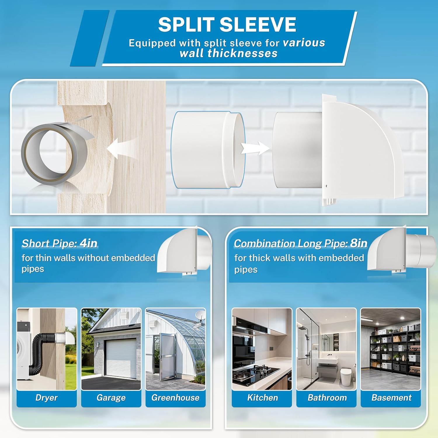 [Upgraded] Hon&Guan 6 Inch Hooded Wall Vent with Magnetic Seal Flap and Removable Mesh, Arc-Shaped 6'' Exhaust Vent Cover Cap for Kitchen Range Hood/Dryer/Bathroom Exhaust(Galvanized Steel, White)