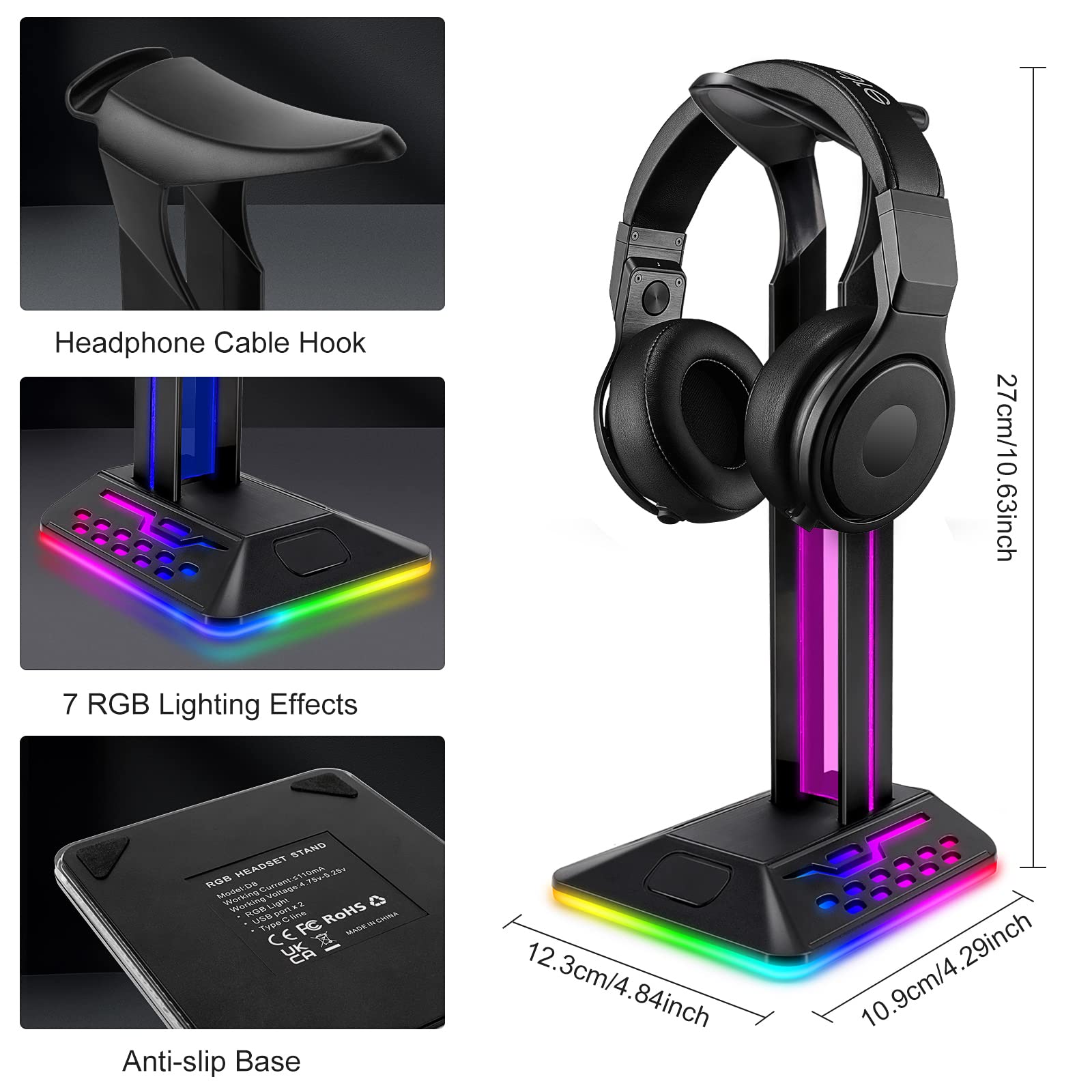 Amazon.co.jp: Grathia RGB ゲーミングヘッドセットスタンド 7つの照明