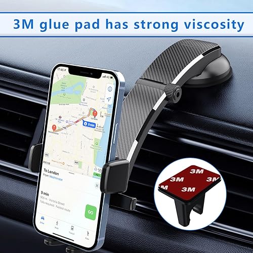 Miniatura 3 de Soporte para teléfono de automóvil, soporte de parabrisas de brazo largo de 360 grados, soporte universal antivibraciones para teléfono inteligente