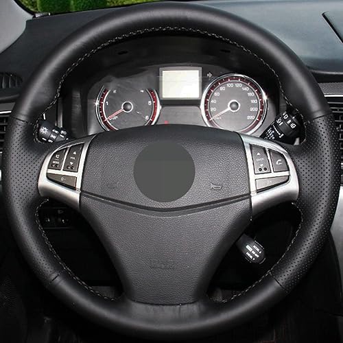 BAWAQAF Funda para volante de automóvil de cuero artificial negro cosido a mano, para SsangYong Korando 2010-2019