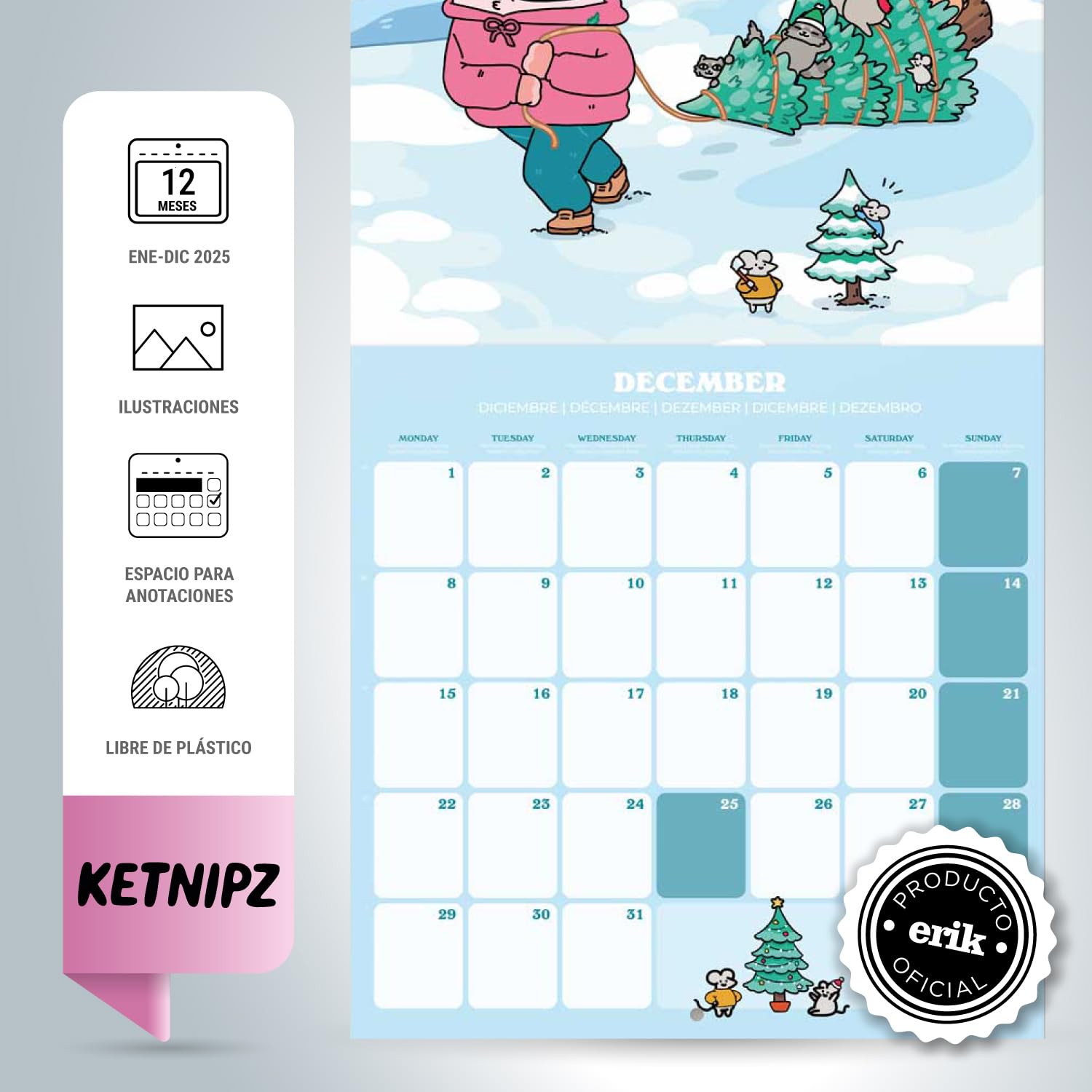 Calendario 2025 Da Parete 52,5x74,2cm - Con Adesivi E Penne | Carta Kraft, Design Morandi - Foto 8