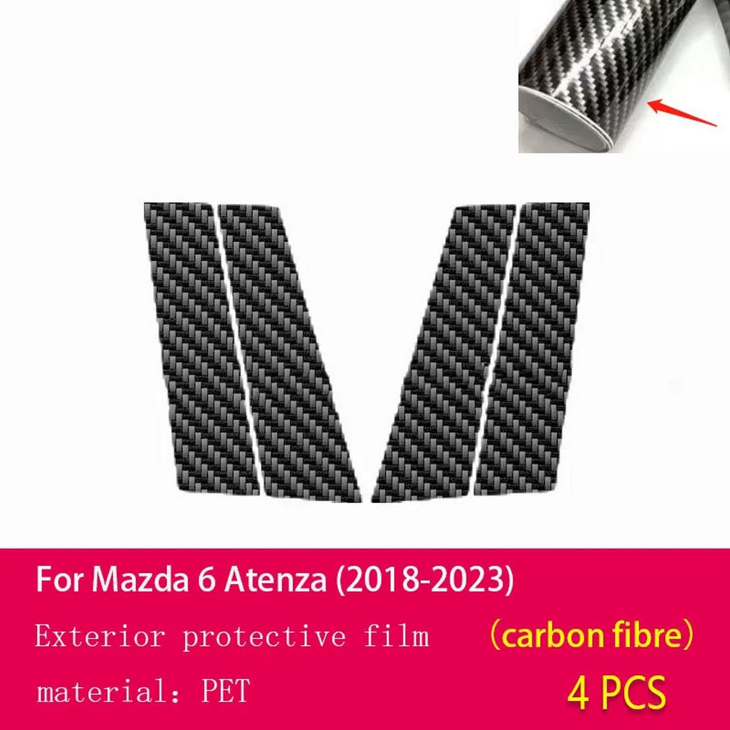 Car Exterior Car B C Window Pillar Anti-Scratch TPU Protective Film Anti-Scratch Film PPF，for Mazda 6 Atenza 2018-2023