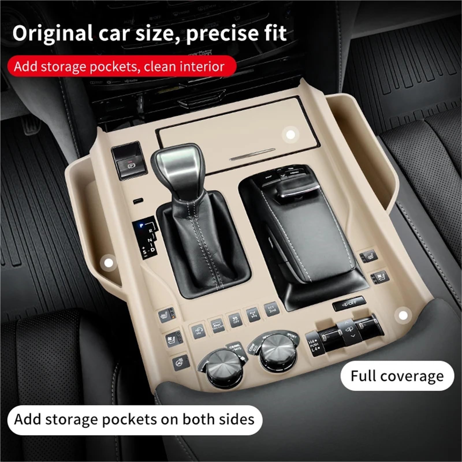 Ochrona Podłokietnika Pasuje do Lexusa LX570 LX450d 2016-2023 Silikonowy pokrowiec ochronny na panel sterowania centralnego LX 570 Schowek wewnętrzny Skórzana poduszka na podłokietniki(Black)