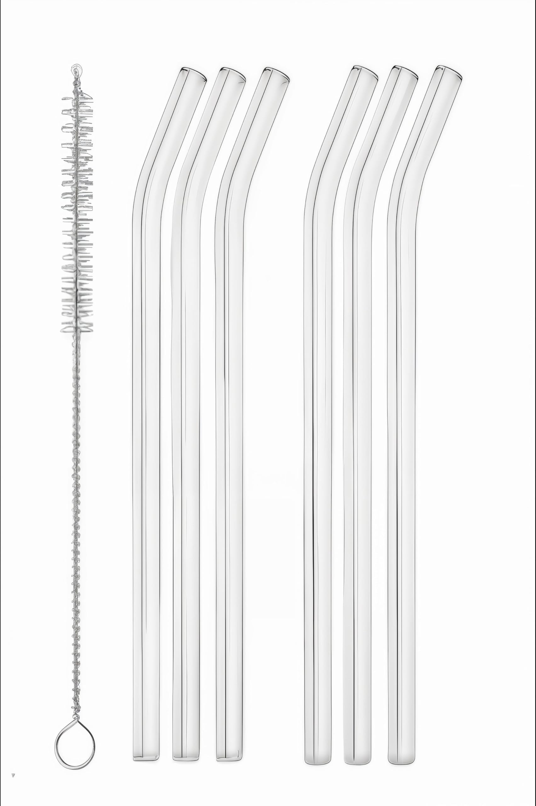 Reuseble Glass Straw with Cleaner Brush Transparent Clear Reusable Straws Glass, Elegant Alternate for Drinking Juice, Smoothie (6 Straw & 1 Cleaning Brush)-image-29
