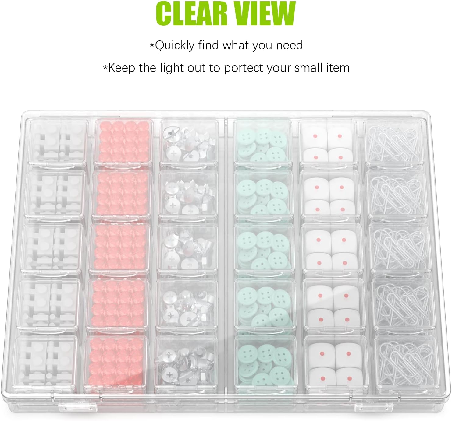 30 Packs Plastic Stackable Organizer Container with Lids, Mini Containers for Beads, Glitter, Slime, Paint or Seed Storage - Black (Transparent)