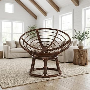International Caravan Bali 42-inch Modern Wicker/Rattan Brown Rattan Papasan Chair Replacement Frame