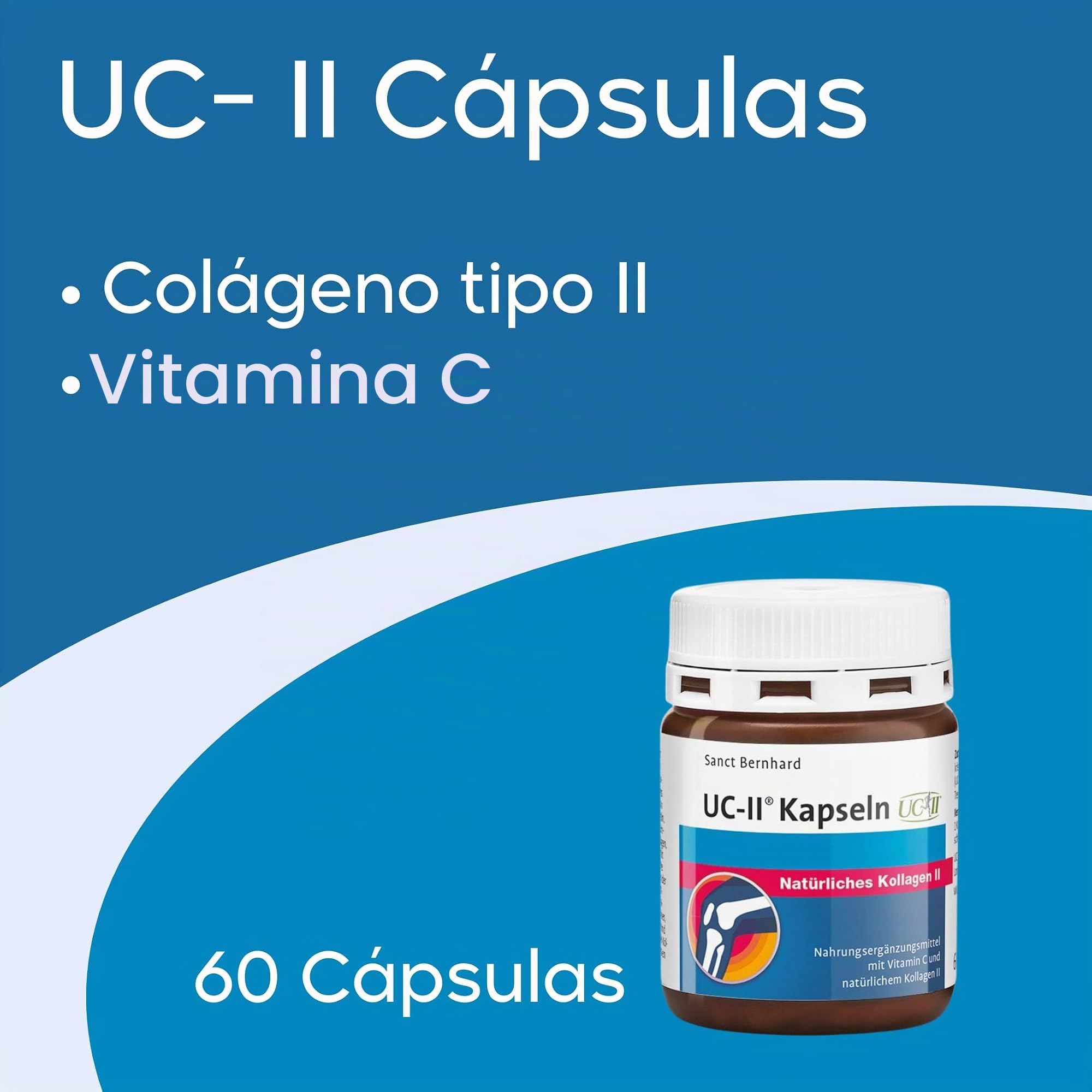 UC-II Colágeno 3x 60 Cápsulas - Complemento con Colágeno tipo II natural y Vitamina C