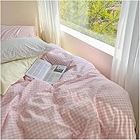 Vista 3 de ADovz Juego de ropa de cama de algodón rosa, tamaño Queen, matrimonial, tamaño doble, sábana bajera ajustable, funda de edredón para el hogar, ropa