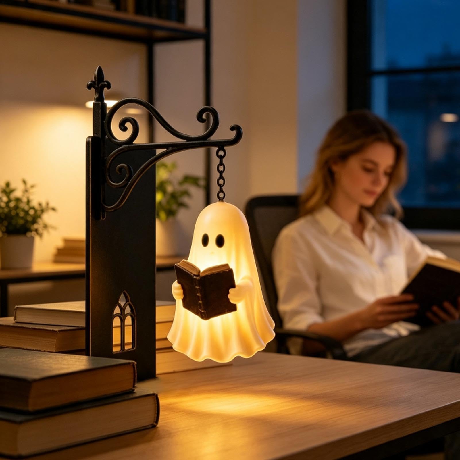 Regał oświetlenie Halloween czytanie duch vintage lampa dekoracja