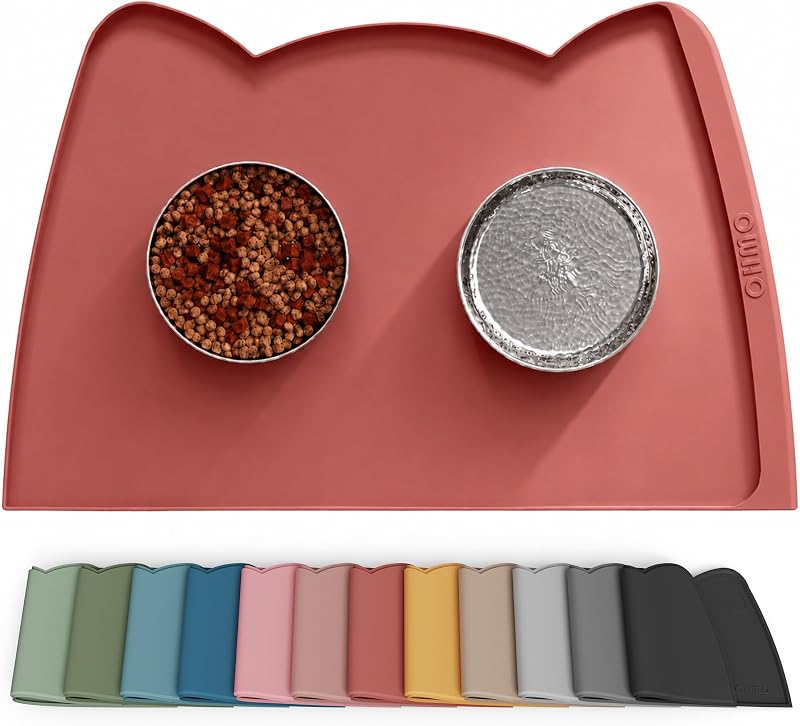 Tapete para Comedouro de Gatos e Cães em Silicone com Borda Alta OHMO 60,0 x 38,0 cm