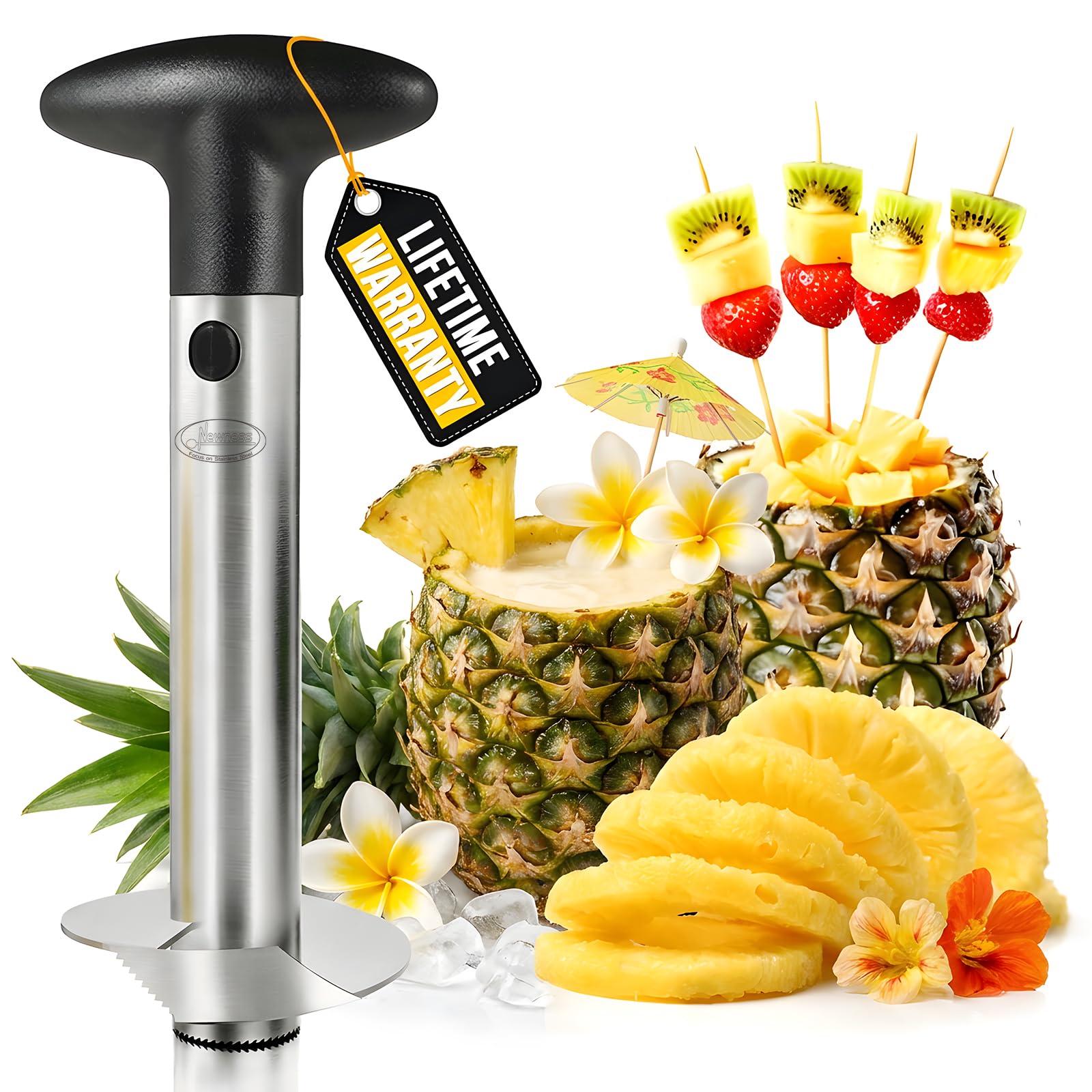 Pineapple Cutter Slicer and Corer, Upgraded Stainless Steel Pineapple Cutter & Pineapple Corer with Reinforced Sharp Blade, Multifunctional Fruit Peeler and Slicer Tool for Home & Kitchen（Black） — image 1