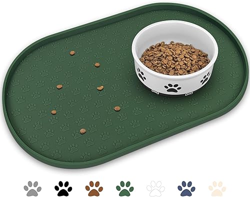 Miniatura 63 de KPWACD Tapete de alimentación de mascotas para perros y gatos, mantel individual de silicona para perros, antideslizante, impermeable, evita