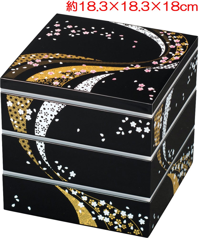 Amazon｜カノー 重箱 黒 6.0 三段重 華友禅 16771｜重箱 オンライン通販