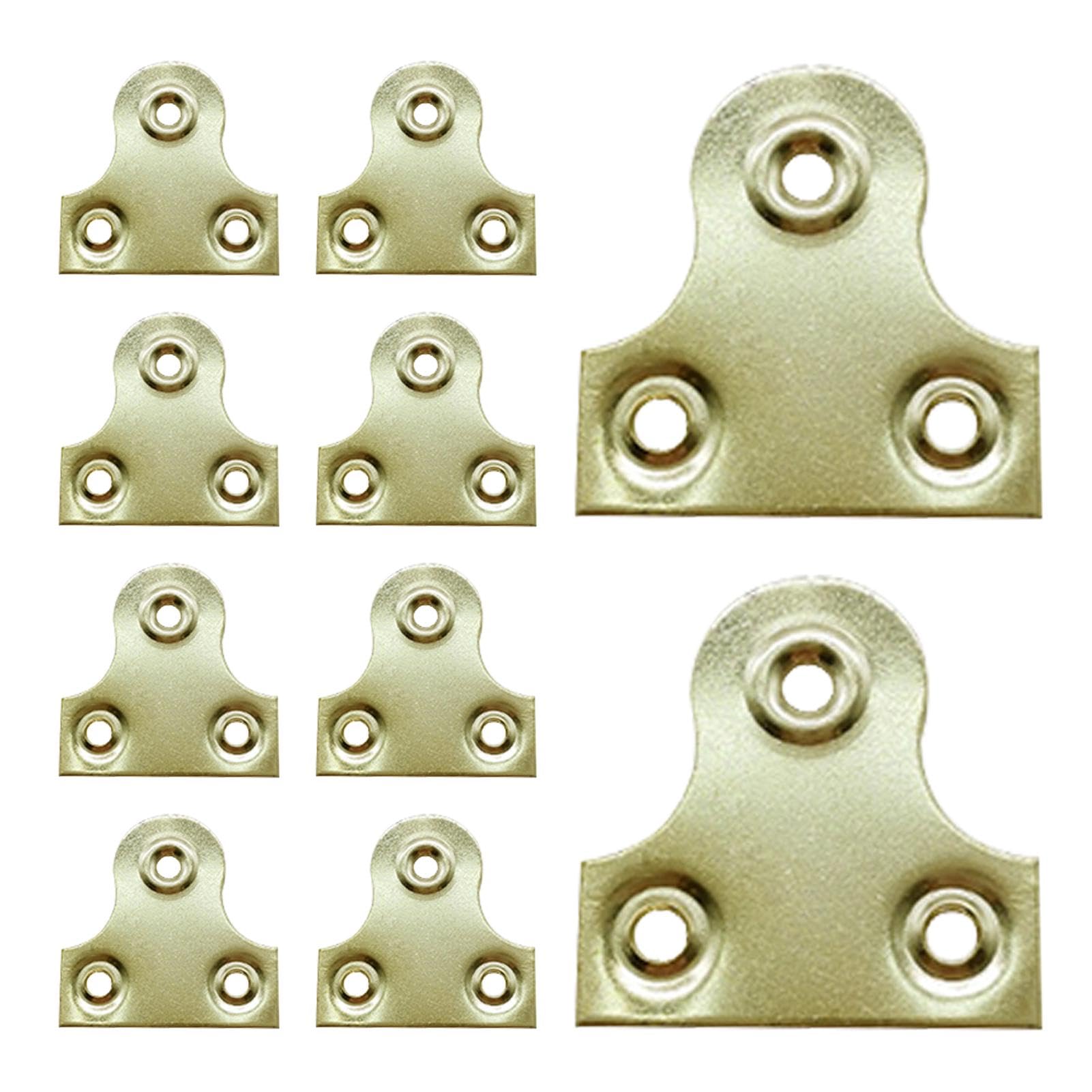 10 Pcs Brass Picture Hanging Plates, 1.26in/32mm Plain Mirror Glass Frame Hanging Fixing Plates, Secure Frame Hanger Bracket for Photo Frame (Gold)