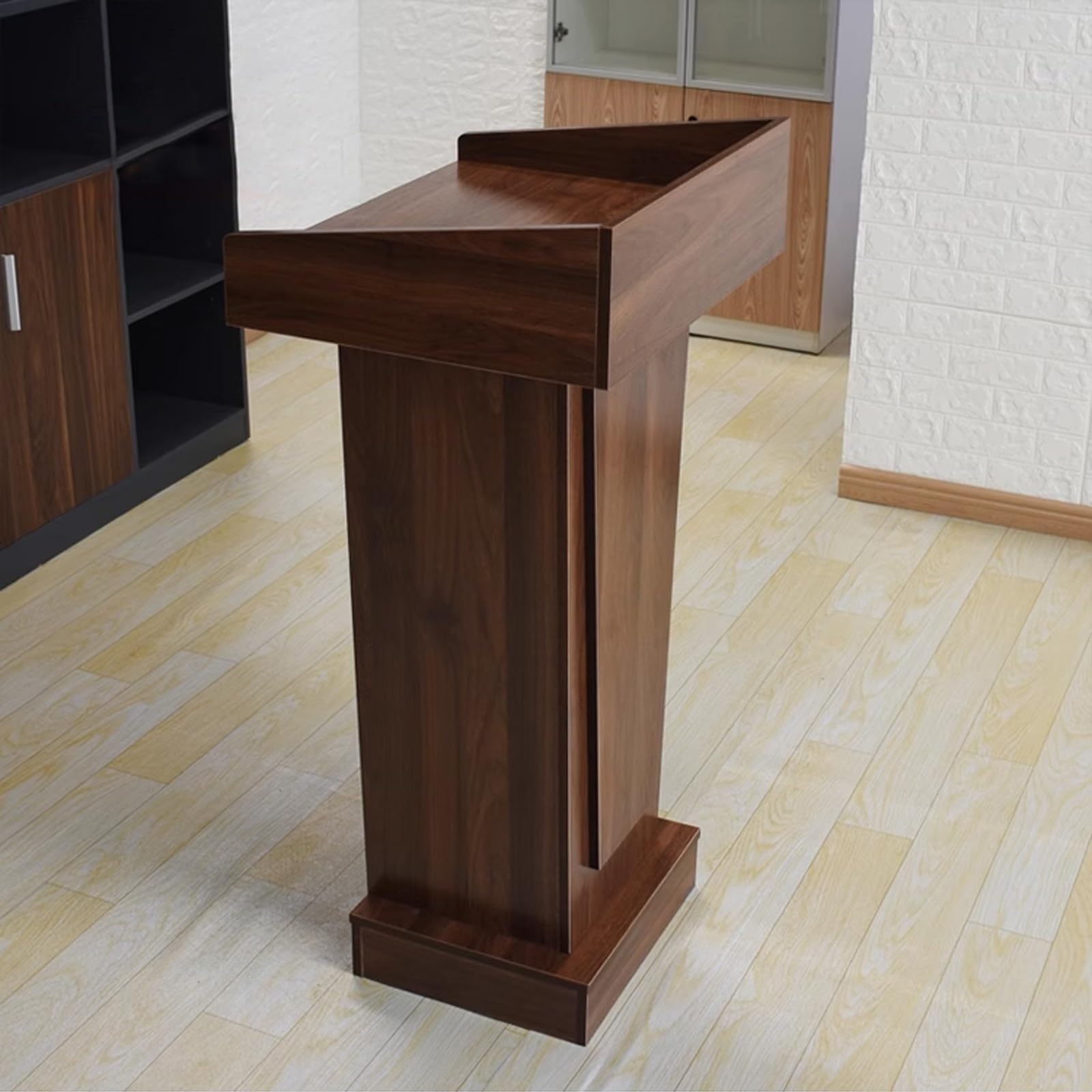 Pupitre de Conférence en Bois, Podium Debout, Pupitre Moderne avec Étagère de Rangement pour Salle de Classe, Conférence, Mariage et Plus 60 X 48 X 113cm