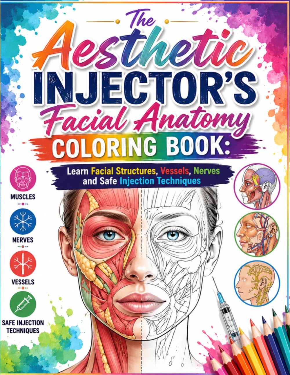 The Aesthetic Injector's Facial Anatomy Coloring Book: Learn Facial Structures, Vessels, Nerves and Safe Injection Techniques