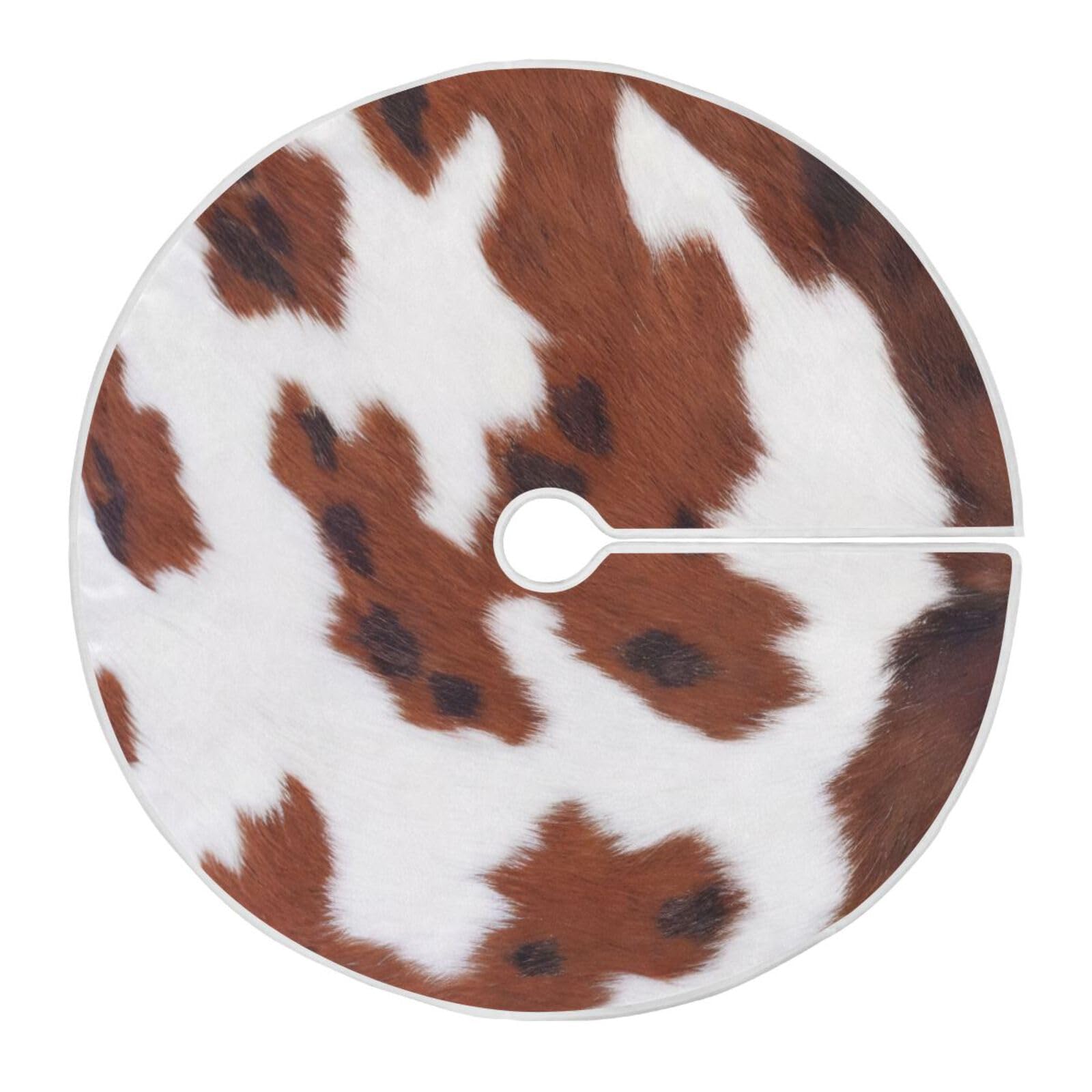 Jupe de sapin de Noël vache marron et blanche 91 cm pour décoration festive