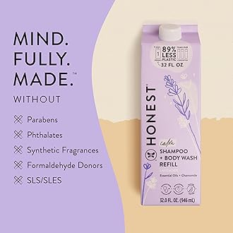 The Honest Company 2-in-1 Cleansing Shampoo Body Wash Refill Carton Gentle for Baby, Naturally Derived, Tear-free, Hypoallergenic, Lavender Calm, 32 fl oz