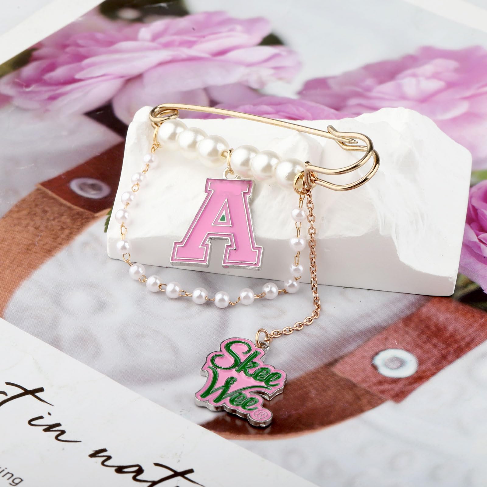 MYOSPARK Sorority Jewelry Pink and Green Sorority Brooch Pin Gift Greek Sorority Paraphernalia Gift