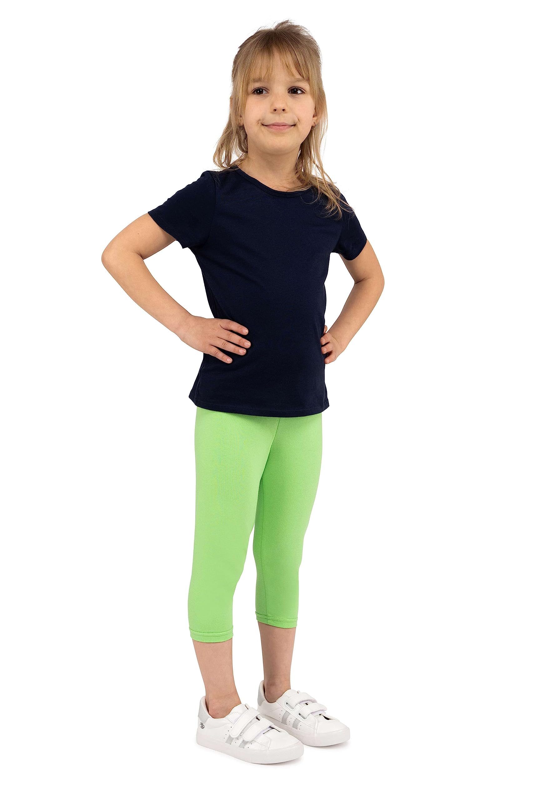 looksy Leggings para Niña - Pantalón Capri Estilo Básico de Verano 19 Colores, No Transparente, Cómodos, de Uso Diario, Tela de Algodón Suave y Transpirable, Tallas 3 a 13 Años