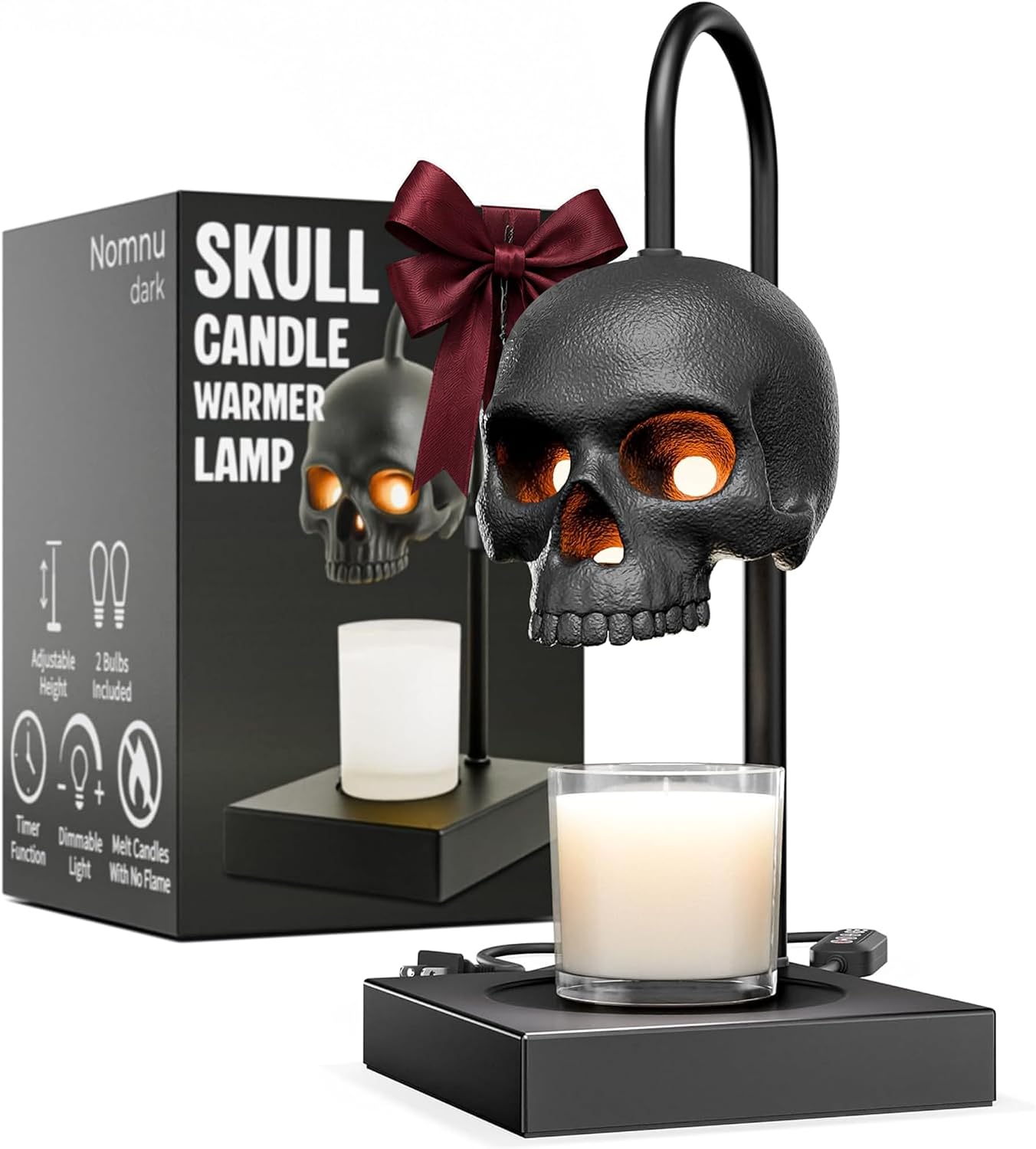 Nomnu Skull Candle Warmer Lamp, Black 14.5"