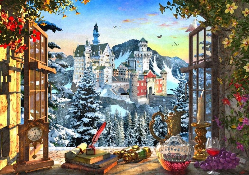 Bluebird Mountain Castle Jigsaw Puzzle (1000 Pieces)