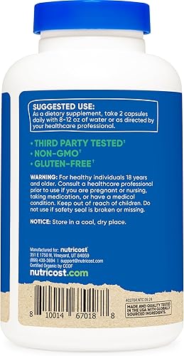 Miniatura 4 de Nutricost Cápsulas orgánicas de hongos Shiitake de 1000 mg, 90 porciones Certificado CCOF fabricado con orgánico, vegetariano, sin gluten, 500 mg