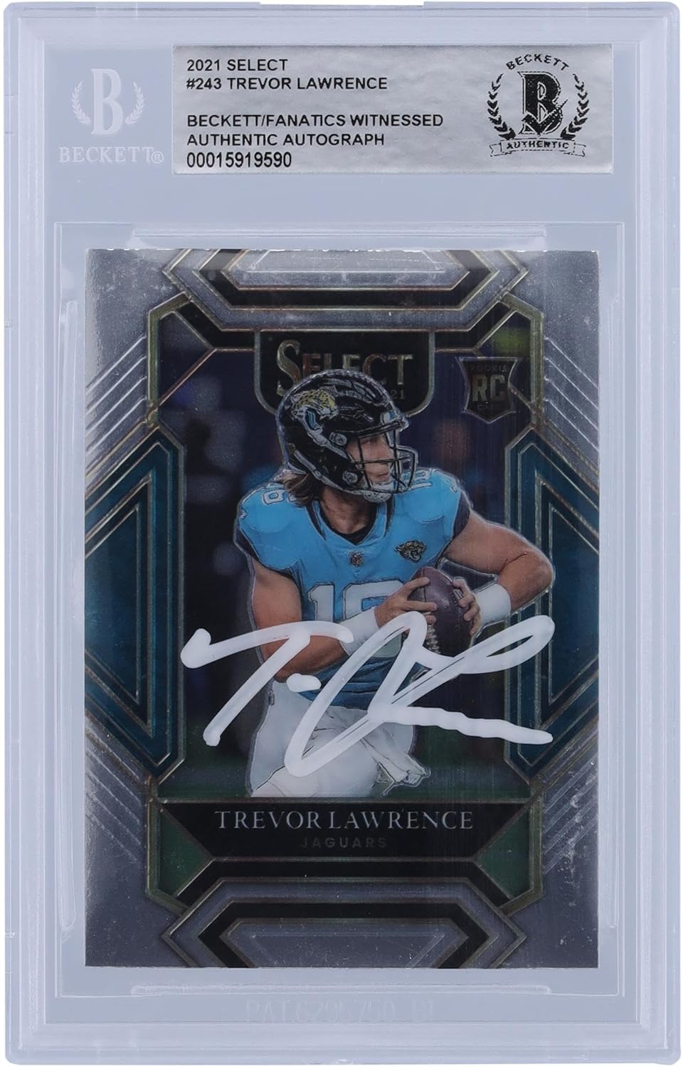 Trevor Lawrence Jacksonville Jaguars Autographed 2021 Panini Select Club Level Ink #243 Beckett Fanatics Witnessed Authenticated Rookie Card - Football Slabbed Autographed Rookie Cards