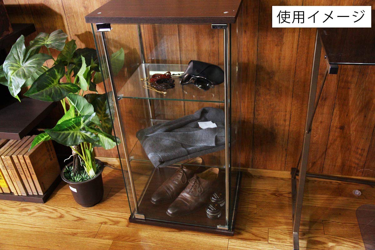 Amazon.co.jp: ガラス コレクションケース 3段 (ブラウン：4面ガラス