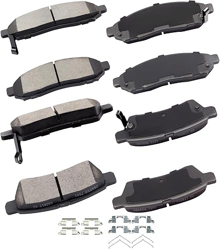 cciyu D1094 D1100 Kit de pastillas de freno de cerámica delanteras y traseras, 8 piezas para Nissan Frontier 2005-2018, 2005-2015 para Nissan