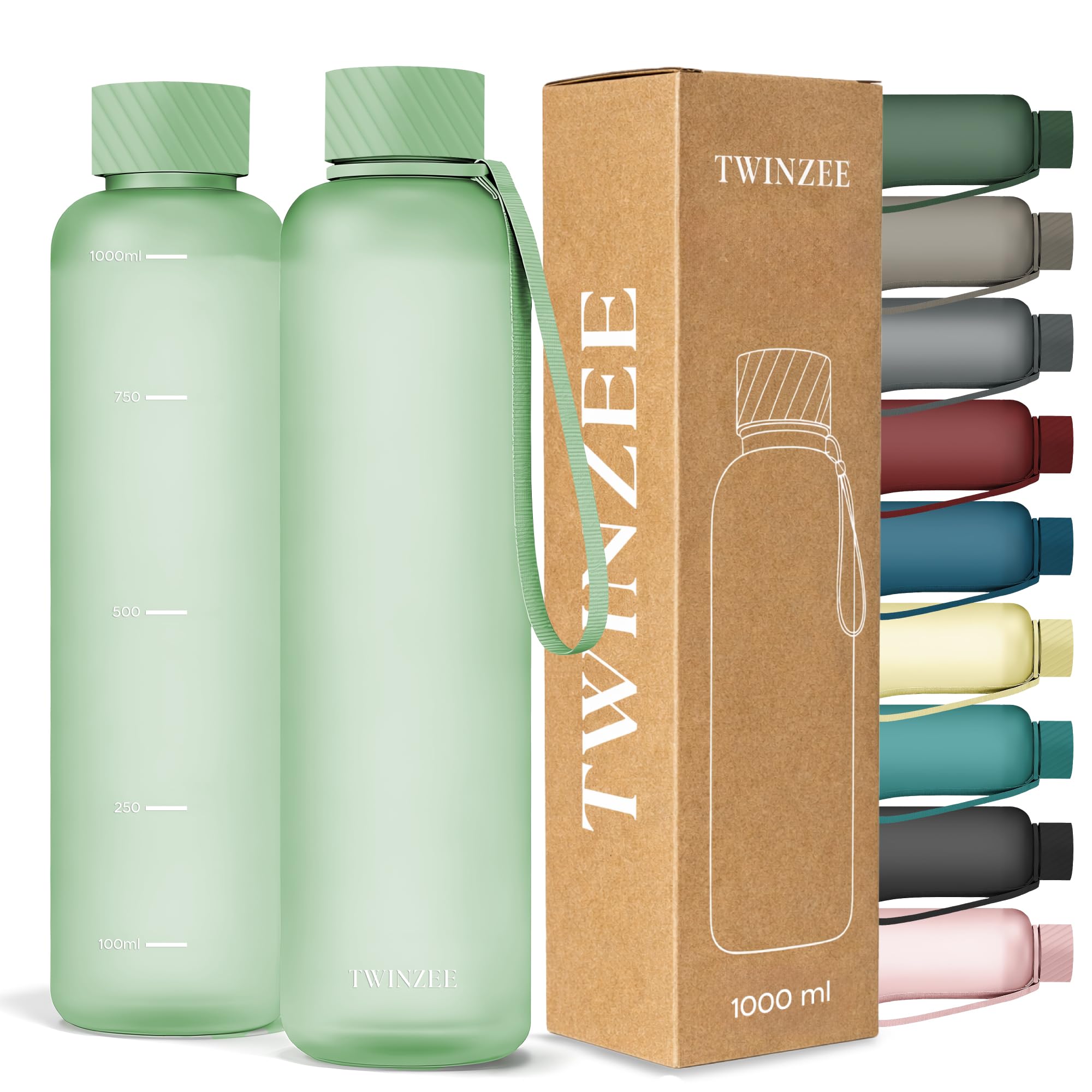 Twinzee Botella Agua 1,5 litro - Sin BPA & Antigoteo, Botella de Agua Deportiva, Oficina, Colegio, Gym, Cantimplora - Tritan Water Bottle, Verde Bosque — view 17