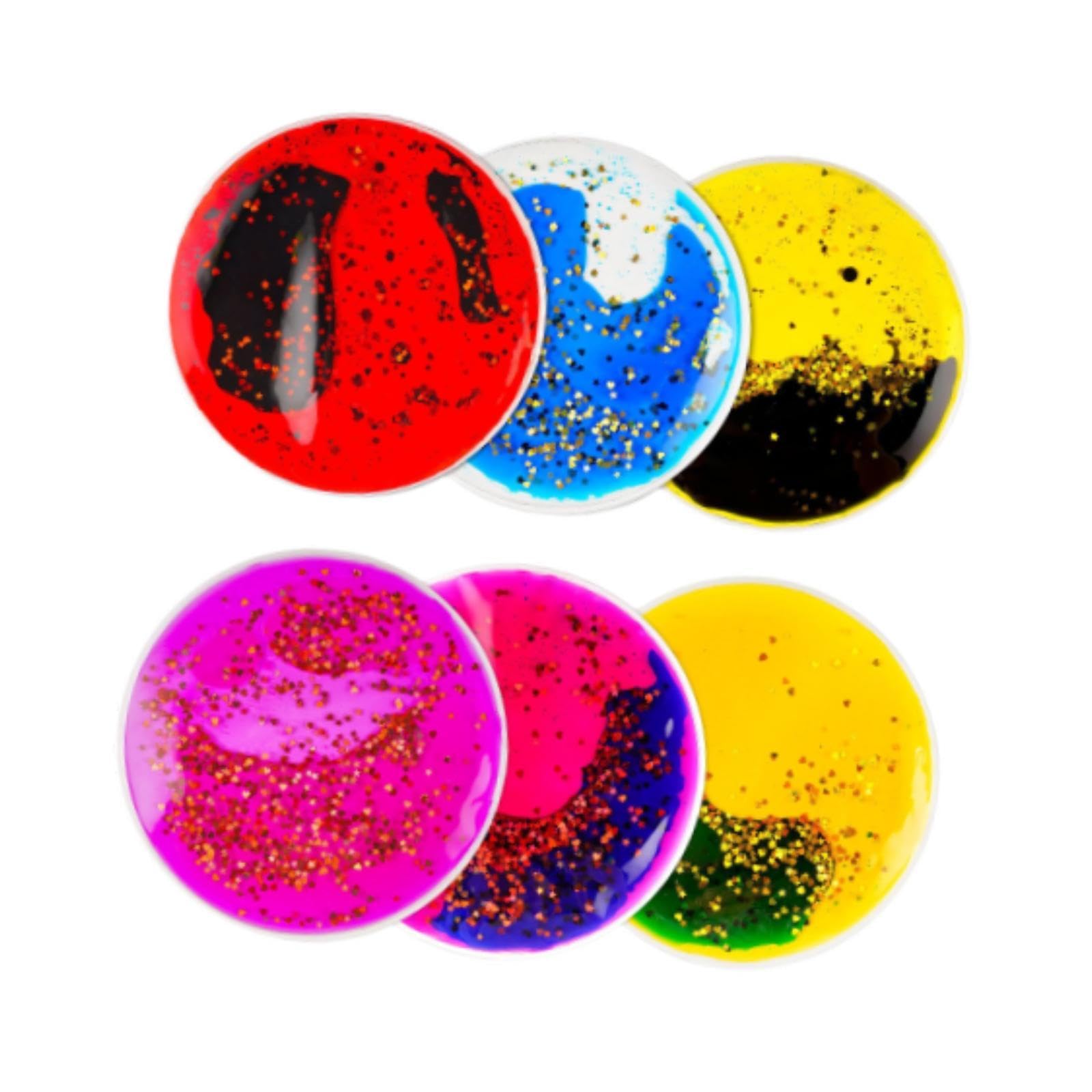 6 Stück Sensory Gel Liquid Spielzeug für Kinder Und Jugendliche mit Fidget Funktion Flüssigkeitsbewegung Wasseraktivitätspad Sensorische Entwi, Kreis