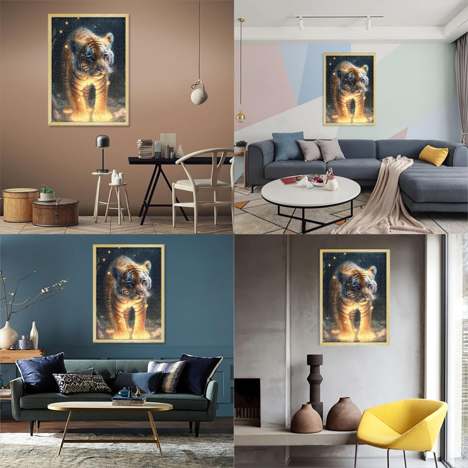 Holzpuzzle Tiger – 167 Teile, 28,5x30,5 Cm, Mit Geformten Tierteilen & Holzbox Inkl. Ständer
