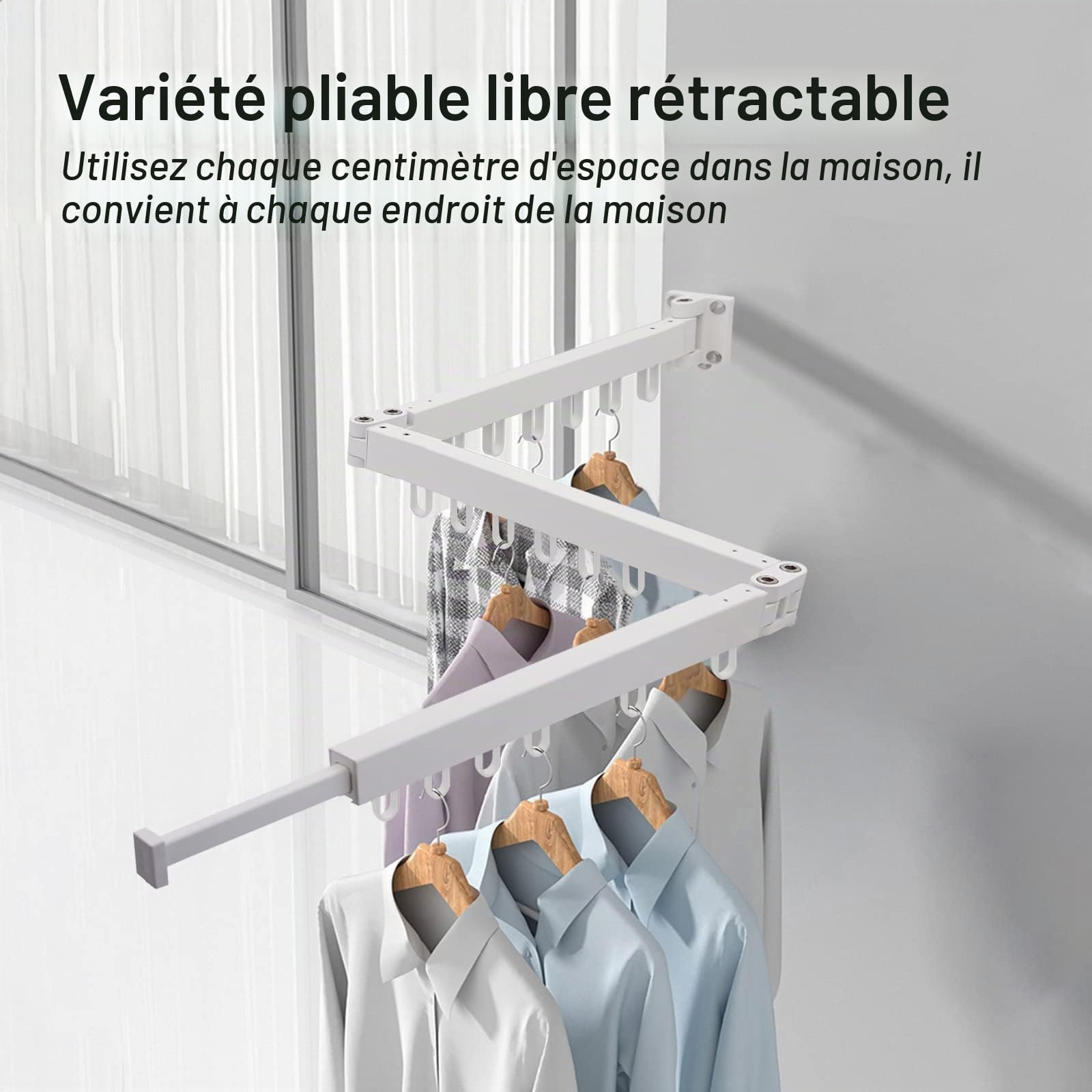 Séchoir À Linge Pliant Blanc Etendoir Linge Exterieur Pliable, 3 Étages Sechoir A Linge Mural Intérieur, Aluminium Séchoirs À Linge pour Balcon Buanderie Salle, Portant A Vetement