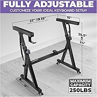 Vista 2 de Liquid Stands - Soporte para teclado con ruedas – Estilo Z ajustable y portátil, profesional, soporte resistente para piano digital en negro – Para