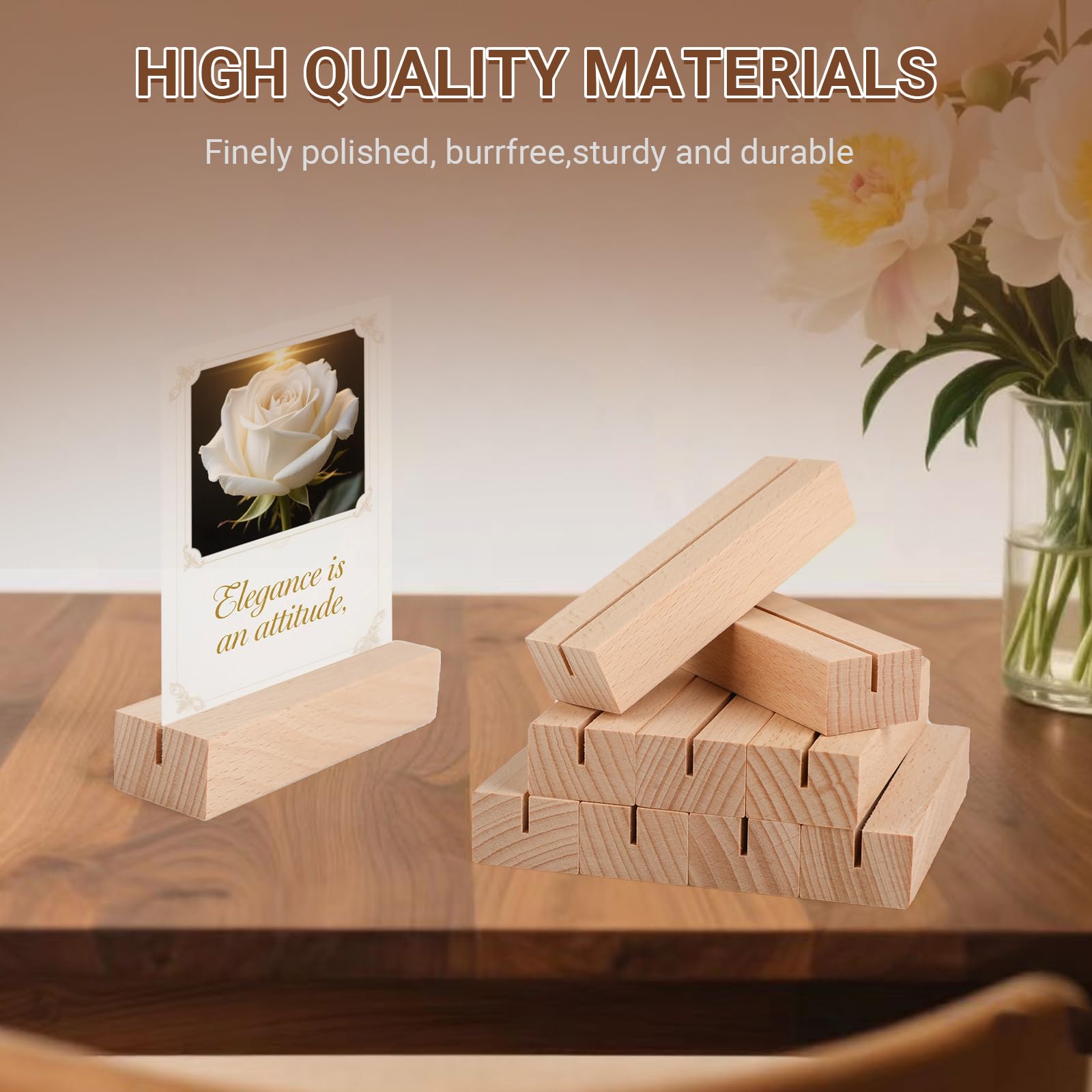 Support Carte 10 Pièces Porte Cartes En Bois, Porte Photos En Bois En Forme De Souche Support De Numéro De Table Ronde Pour Nom De Table De Fête De Mariage Porte Menu