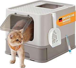 Feandrea Cat Litter Tray with Lid, Extendable Tray, Spacious for Cats up to 15 kg, Less Marks, Leak-proof Base, Oatmeal Warm Grey PPT001G01 product image