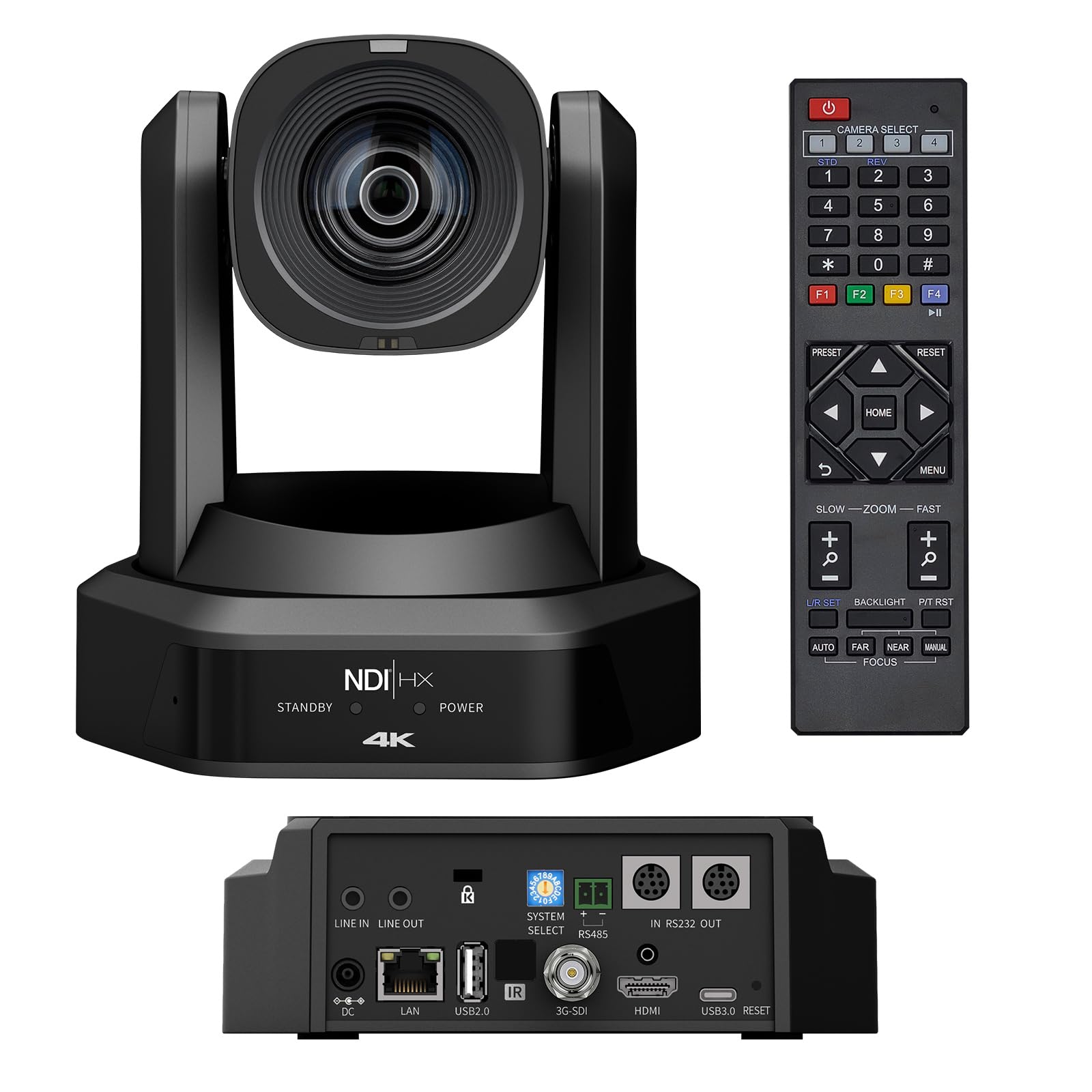 HCSTVCON 4K NDI PTZ Camera, 20X Optical Zoom AI Auto-Tracking NDI|HX2 Camera with USB3.0 3G-SDI HDMI LAN Outputs, Works with Zoom,OBS,TikTok,YouTube,etc
